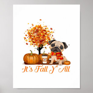 Poster C’est l’automne Y’all Halloween Thanksgiving Retro