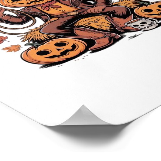 Poster C’est l’automne Y’all Western Cowboy Citrouille Ha (Coin)