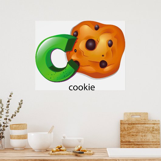 Poster C est pour Cookie Lettre Alphabetique Chip au Choc