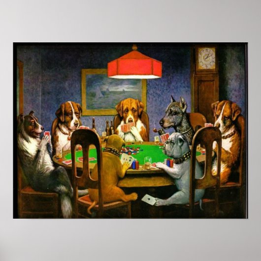 Poster C.M. Coolidge Chiens Jouant Au Poker (Devant)