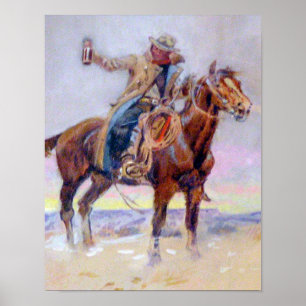 Poster C.M. Russell Western Cowboy