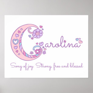 Poster C monogramme art Carolina filles nom signifiant af