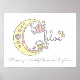 Poster C monogramme art Chloe filles nom signifiant affic