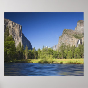 Poster CA, Parc national de Yosemite, vue de la vallée av