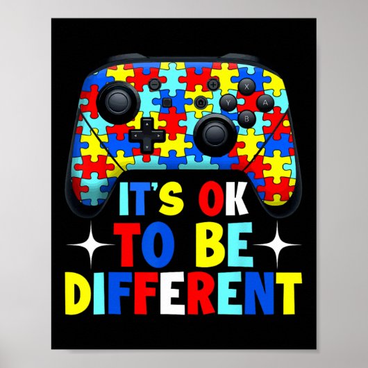 Poster Ça va être différent Autisme contrôleur de jeu B (Devant)