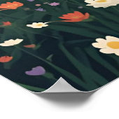 Poster Cabane de campagne rustique avec fleurs sauvages (Coin)
