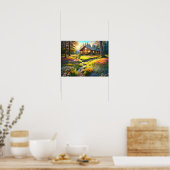 Poster Cabane de forêt de montagne Art (Cuisine)