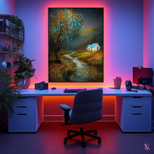 Poster Cabane de la rivière étoilée - Campagne de rêve 