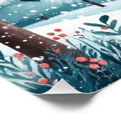 Poster Cabane de Noël enneigée avec arbre lumineux (Coin)