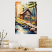 Poster Cabane en rondins sur la rivière 3 (Cuisine)