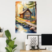 Poster Cabane en rondins sur la rivière 3 (Bureau à domicile)