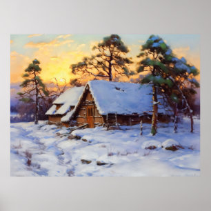 Poster Cabane en roseau de la côte baltique en hiver