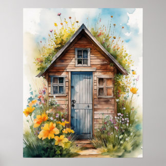 Poster Cabane extérieure Aquarelle 3