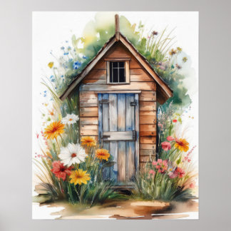 Poster Cabane extérieure Aquarelle 4