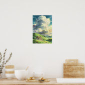 Poster Cabane Refuge Rustique Sous les Nuages d'Été (Cuisine)