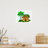 Poster Cabane tropicale, palmier et Toucan (Cuisine)