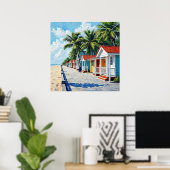 Poster Cabanes de plage tropicales colorées (Bureau à domicile)