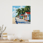 Poster Cabanes de plage tropicales colorées (Cuisine)