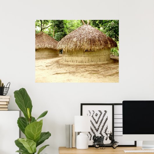 Poster Cabanes de Wattle et Daub (Bureau à domicile)