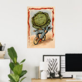 Poster Cabbage Riding a Bicycle - Vegetable People (Bureau à domicile)