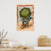Poster Cabbage Riding a Bicycle - Vegetable People (Cuisine)