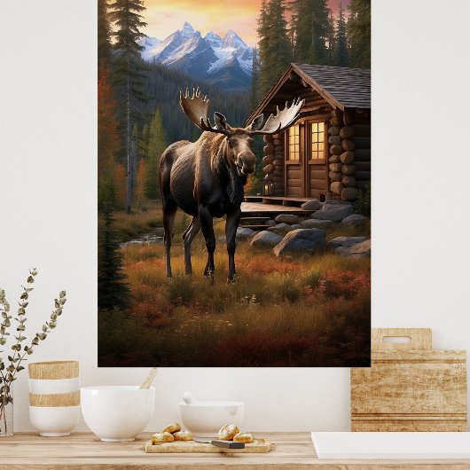 Poster *~* Cabine AP49 MOOSE Stream Nature Forest (Cuisine)