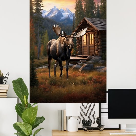 Poster *~* Cabine AP49 MOOSE Stream Nature Forest (Bureau à domicile)