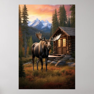 Poster *~* Cabine AP49 MOOSE Stream Nature Forest