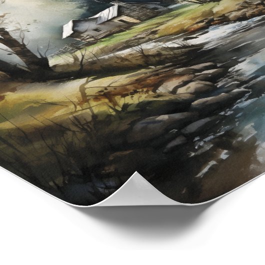 Poster Cabine Dans Le Cabine forestier Woods Springtime (Coin)