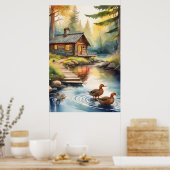 Poster Cabine de journal sur la rivière 1 (Cuisine)