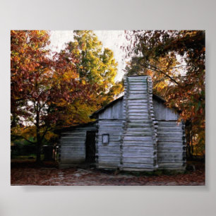 Poster Cabine de rondin en automne