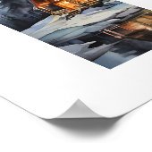 Poster Cabine d'hiver cosy de nuit (Coin)