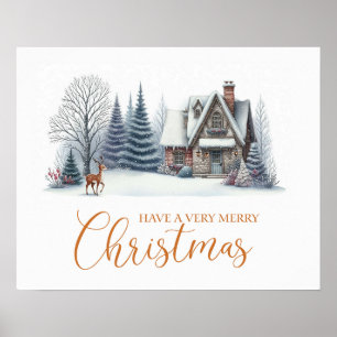 Poster Cabine d'hiver cosy “Joyeux Noël”