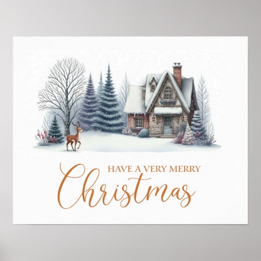 Poster Cabine d'hiver cosy “Joyeux Noël” (Devant)