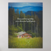 Poster Cabine forestier sous les montagnes (Devant)