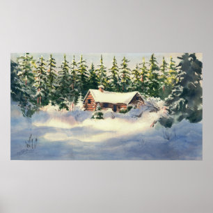 Poster CABINE JOURNAL en NEIGE par SHARON SHARPE