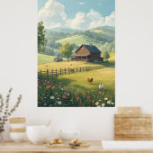Poster Cabine rustique de campagne avec fleurs sauvages (Cuisine)