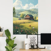 Poster Cabine rustique de campagne avec fleurs sauvages (Bureau à domicile)