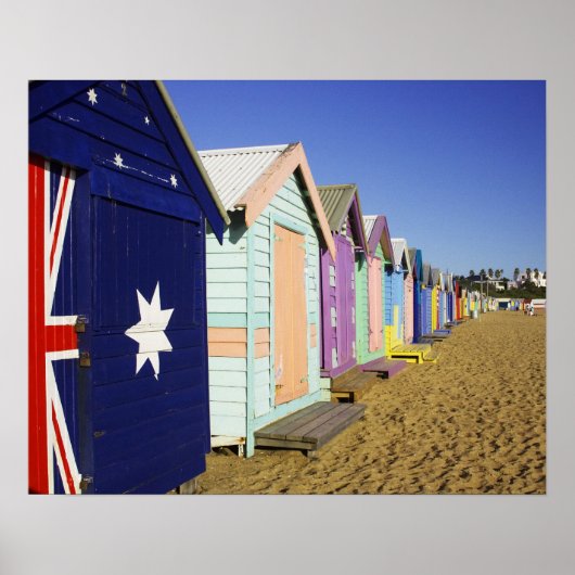 Poster Cabines de Bain, Plage de Middle Brighton, Port (Devant)