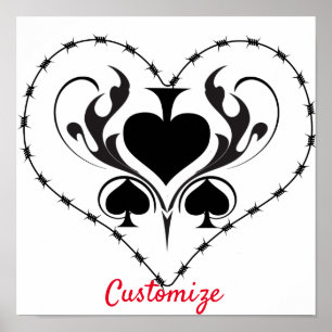 Poster Câble Barbelé Coeur Black Spades Thunder_Cove