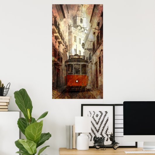 POSTER CABLECAR DE LISBONNE (Bureau à domicile)
