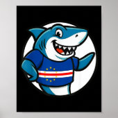 Poster Cabo Verde Flag Shark Funny Cabo Verdean  (Devant)