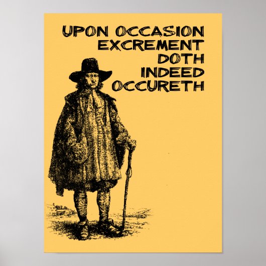 Poster Caca arrive Panneau de signalisation drôle (Devant)