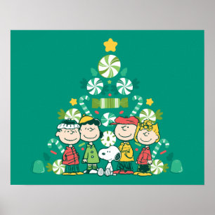 Poster cacahuètes   Arbre de Noël de menthe poivrée