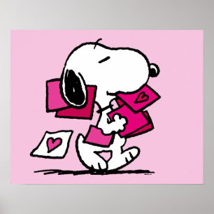 Poster cacahuètes   Saint Valentin   Snoopy Avec Valentin