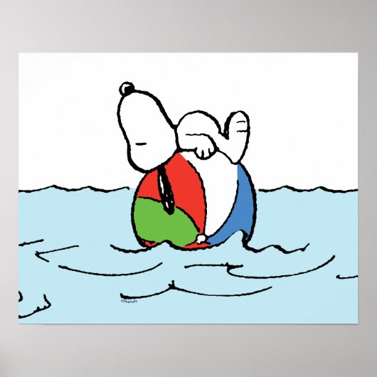 Poster cacahuètes | Snoopy Beach Ball Beach (Devant)