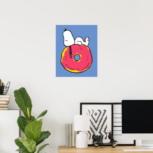 Poster cacahuètes | Snoopy Donut rose (Bureau à domicile)