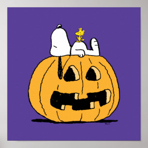 Poster cacahuètes   Snoopy et Woodstock Jack-O-Lantern