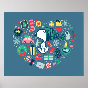 Poster cacahuètes Snoopy Holiday Happiness Heart