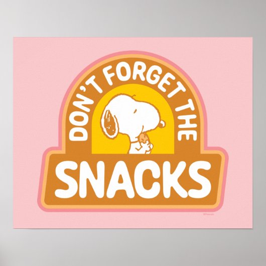 Poster cacahuètes | Snoopy N'oubliez pas les snacks (Devant)